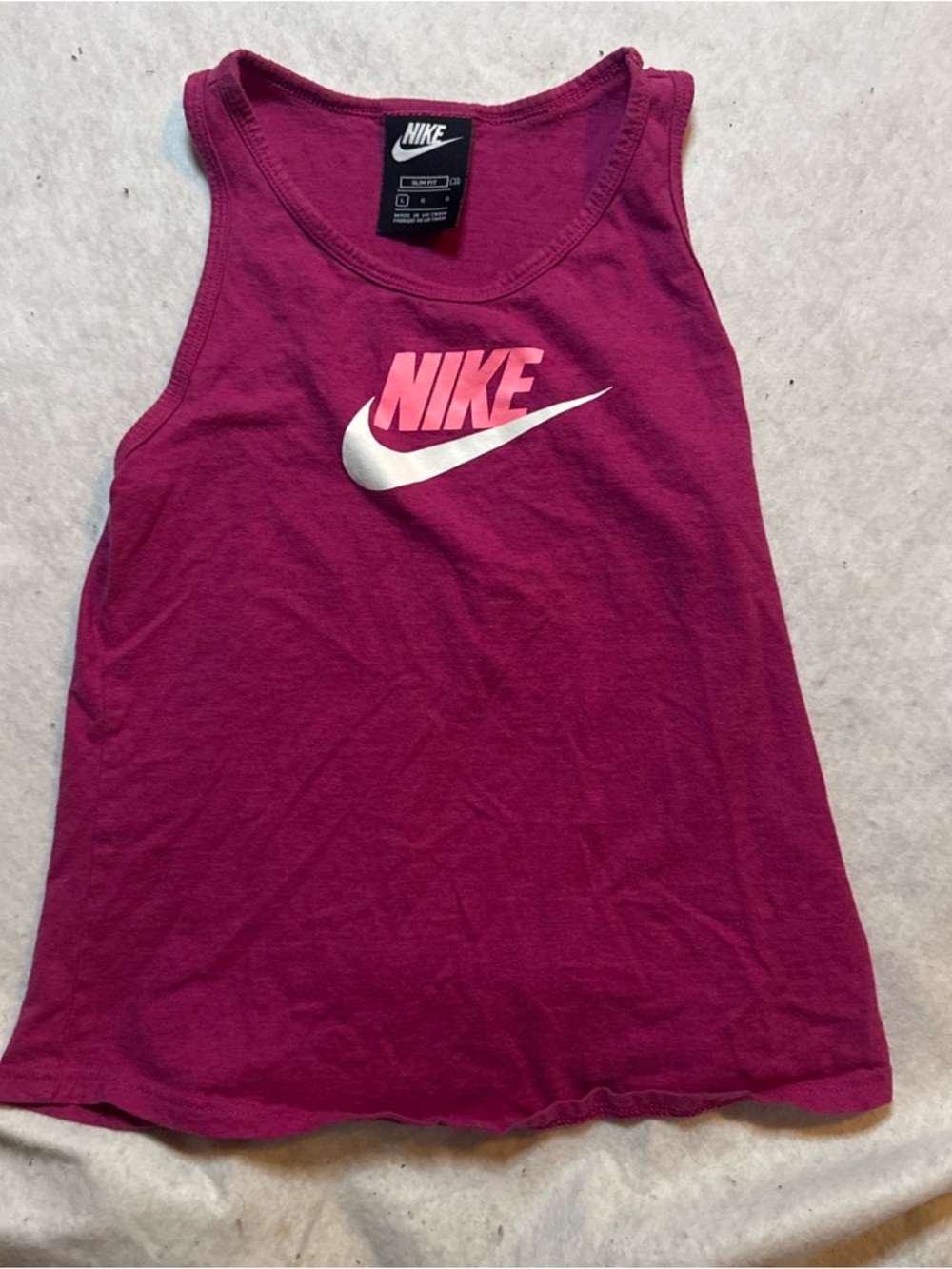 Nike Magenta Slim Fit Tank Top with White Logo